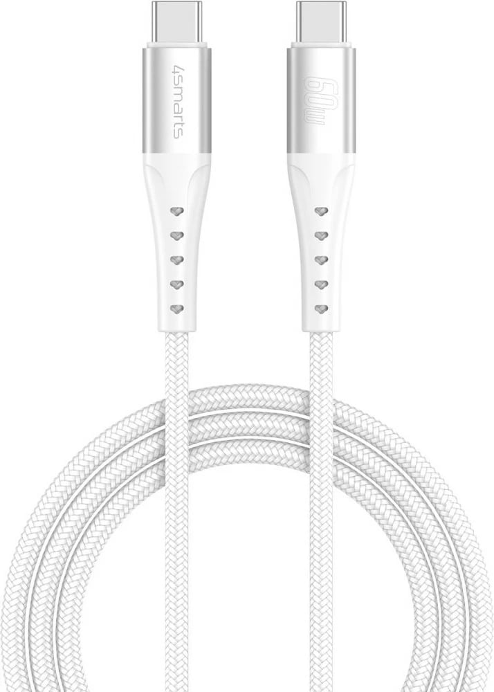 Kabllo USB-C 4smarts PrimeCord 1.5m 60W e bardhë Kabllo USB-C 4smarts PrimeCord 1.5m 60W e bardhë