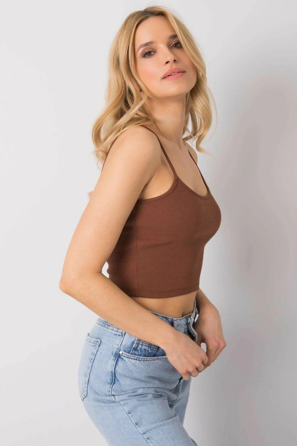 Crop top për femra Rue Paris 215384, kafe