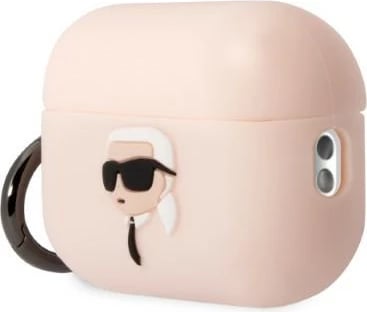 Mbështjellës Karl Lagerfeld për AirPods Pro 2, Silicone Karl's Head 3D, Rozë