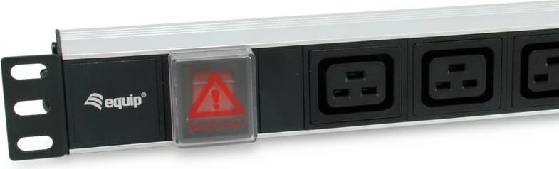 Prizë rackmount Equip 1U, 6x IEC C19, me ndërprerës, e zezë