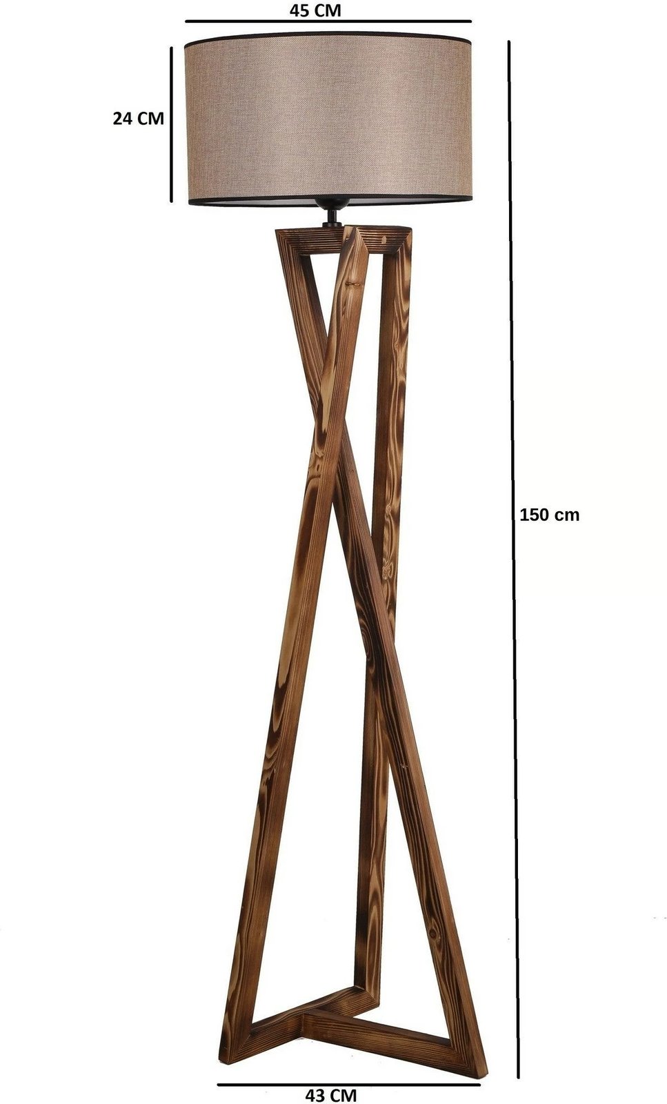 Llambë dyshemeje Opviq, trup druri, abazhur cilindrik, ngjyrë kafe