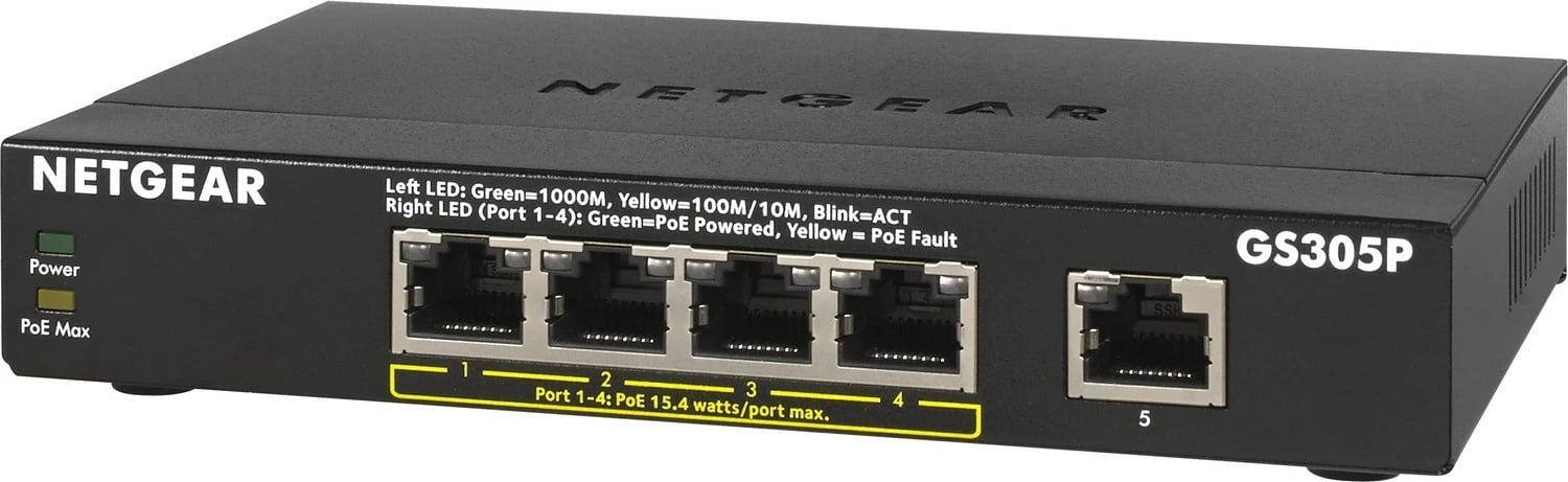 Switch Netgear GS305P-300EUS, 5 porte, PoE