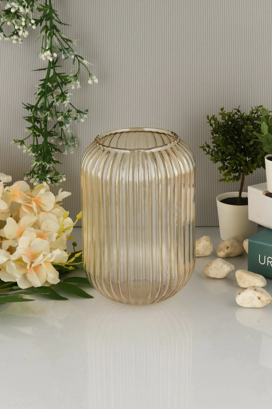 Vazo dekorative prej qelqi, ngjyrë ari, Aberto Design Line D20B