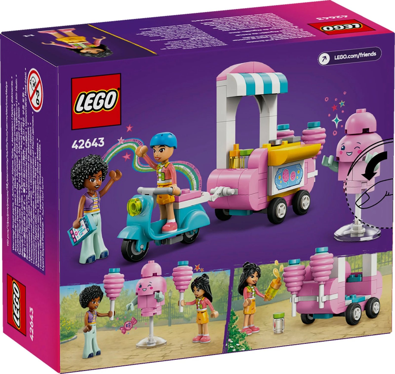 Set ndërtimi LEGO Friends 42643, kioskë sheqerka pambuku dhe skuter, 110 pjesë, shumëngjyrësh