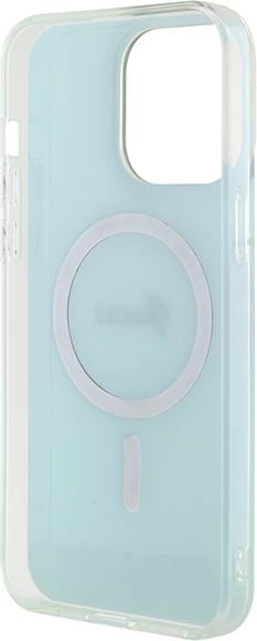 Mbështjellës Guess IML Iridescent MagSafe për iPhone 15 Pro, turquoise Mbështjellës Guess IML Iridescent MagSafe për iPhone 15 Pro, turquoise