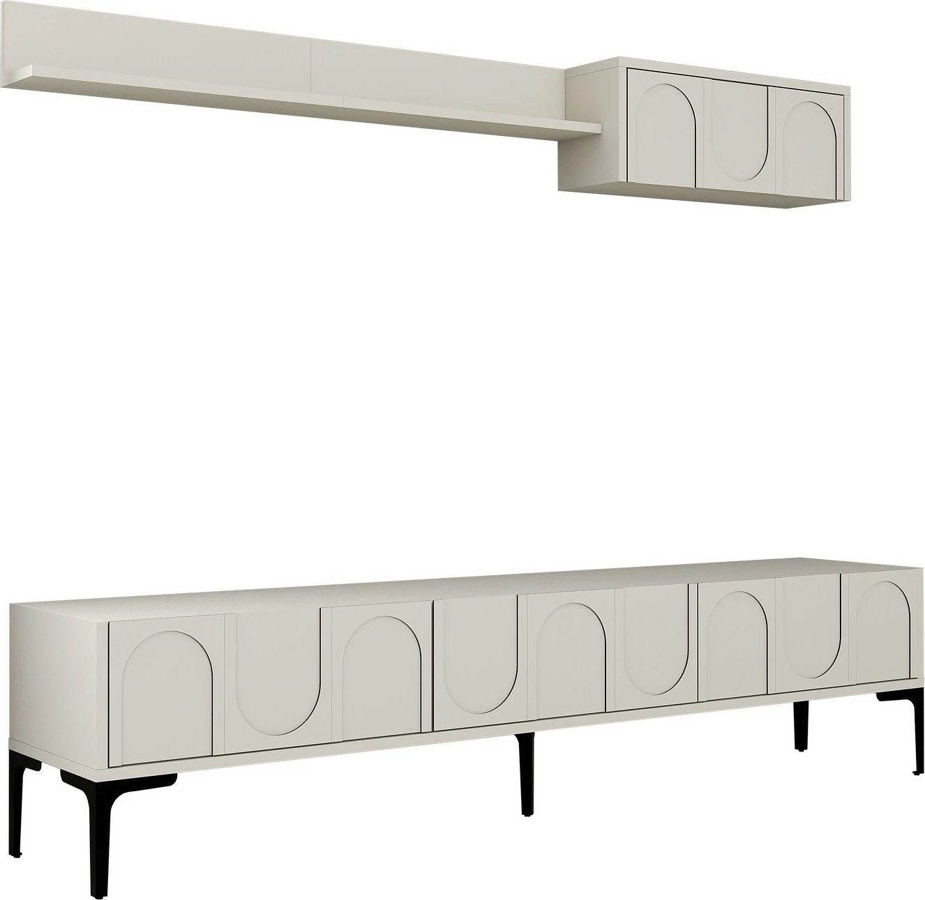 Njësi TV Skye Decor, Lyon 2, krem dhe e zezë