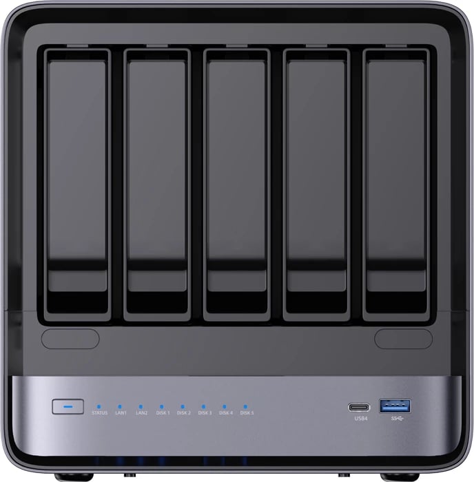 Kompjuter mini NAS, Minis Forum NAS N5 Pro, AMD Ryzen AI 9 HX Pro 370, 32GB RAM 128GB SSD, 5 vende për HDD, 10GbE