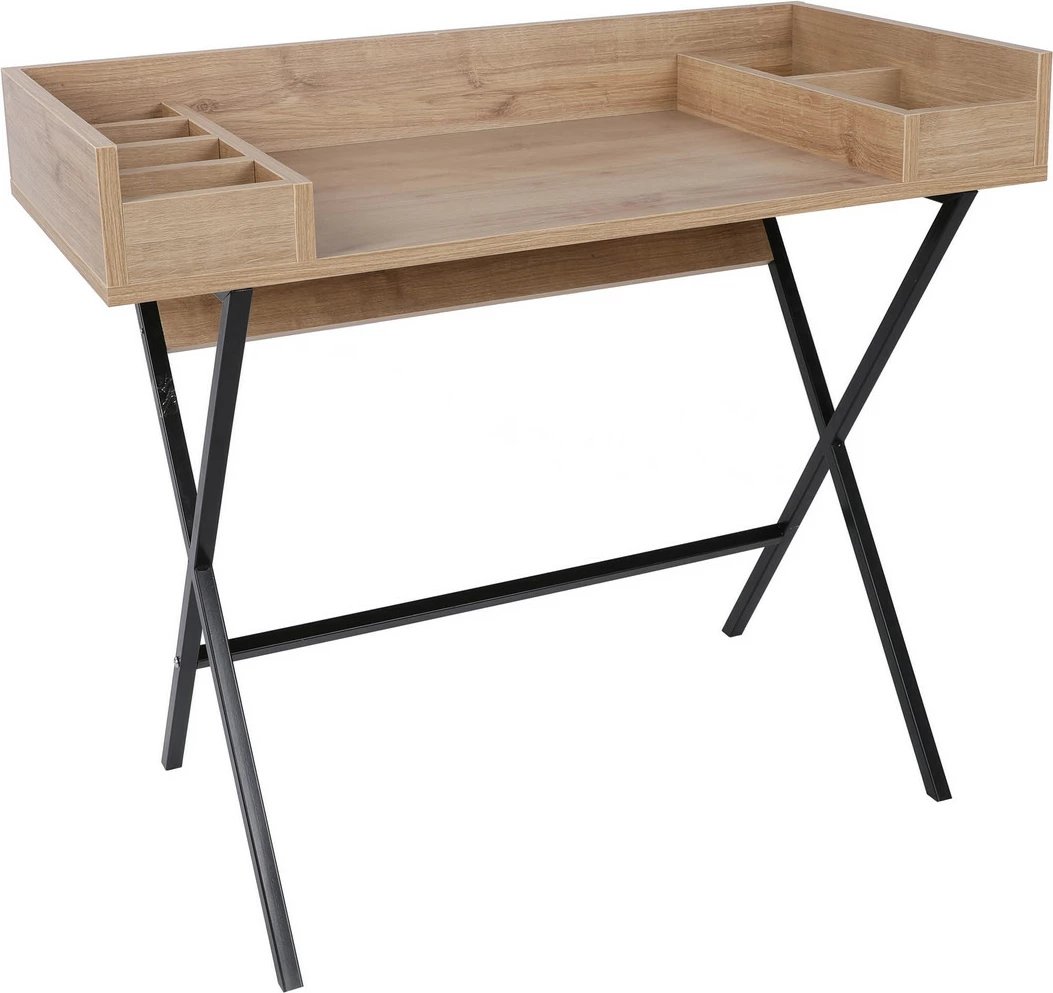 Tavolinë grimi moderne, ngjyrë arre dhe e zezë, Skye Decor, Sofya