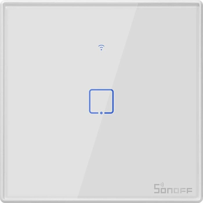 Ndërprerës Inteligjent me Prekje SONOFF T2EU1C TX, Wi-Fi, i Përshtatshëm me Amazon Alexa dhe Google Assistant, me Panel Xhami, i Bardhë. (Bardhë)