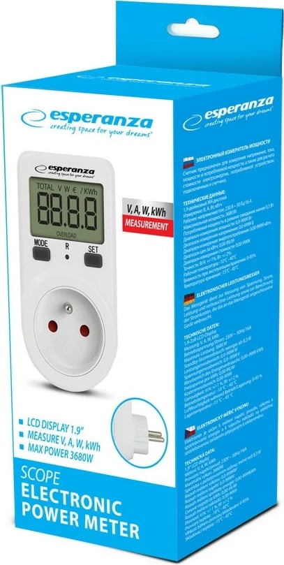 Matës fuqie elektronik Esperanza ELA102, i bardhë