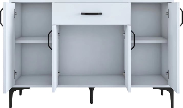 Bufe Luther melaminë e bardhë-këmbë metalike e zezë 120x40x78.5cm