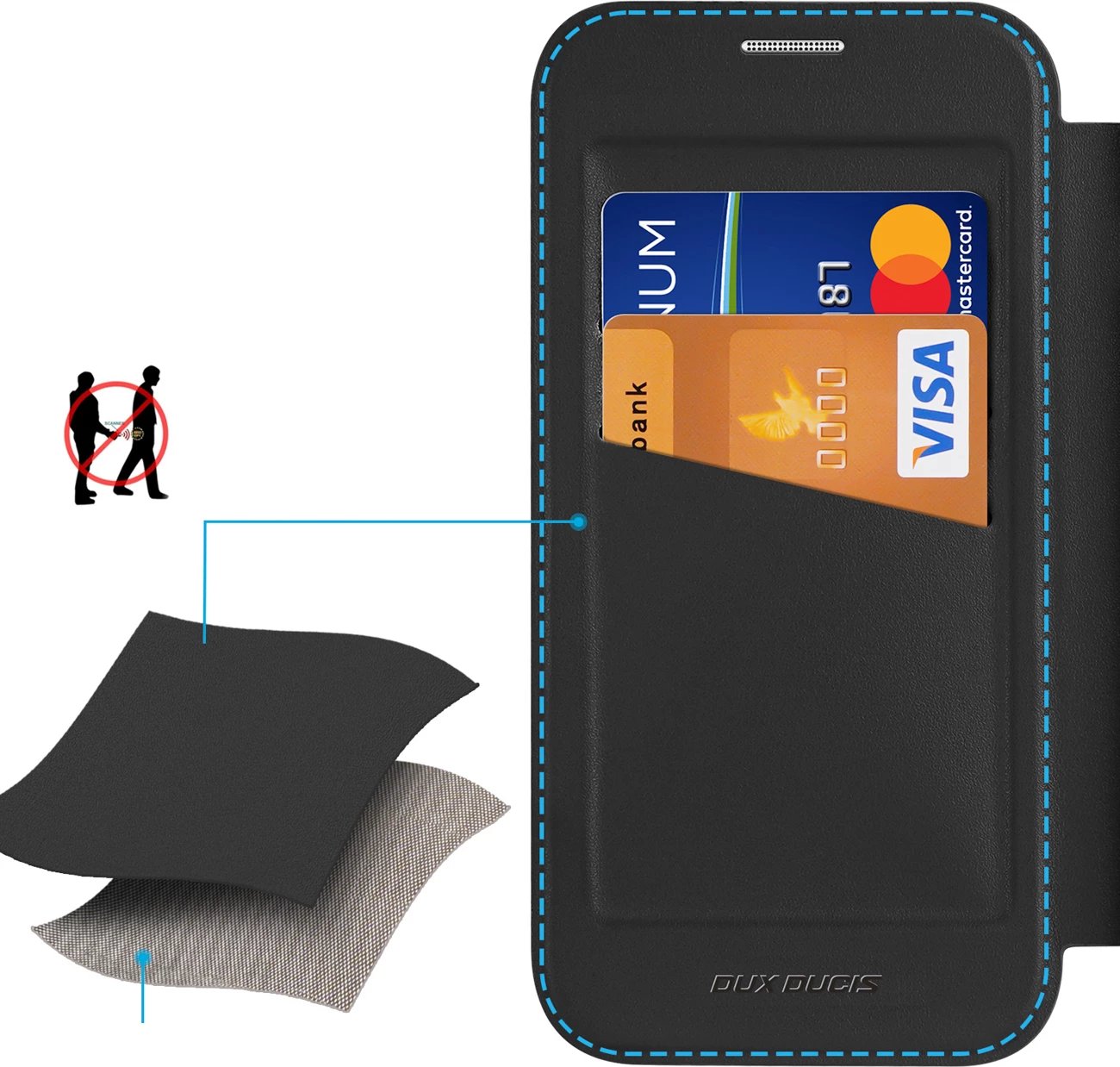 Mbështjellës Dux Ducis Skin X Pro për iPhone 17 Pro Max, me portofol, MagSafe, i zi