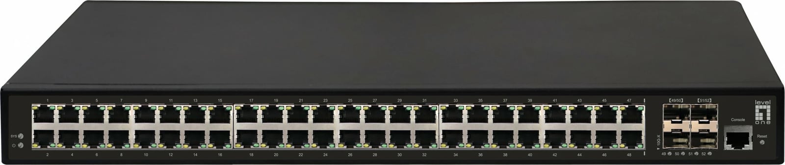 Switch Level One GTL-5291, 48 porta Gigabit, 4 porta 10G SFP+, Managed, 1U, e zezë