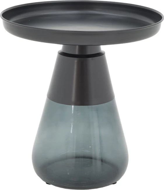 Set tavolinash kafeje Kunlo Inart 2 copë metal i zi-xham i zi