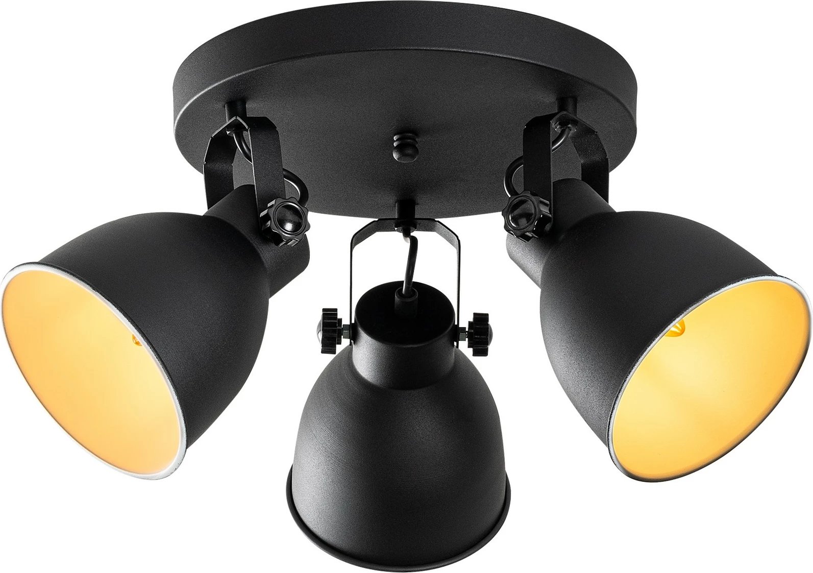 Llambë tavani Opviq, Spotkafası, e zezë, 3 vende, 46cm