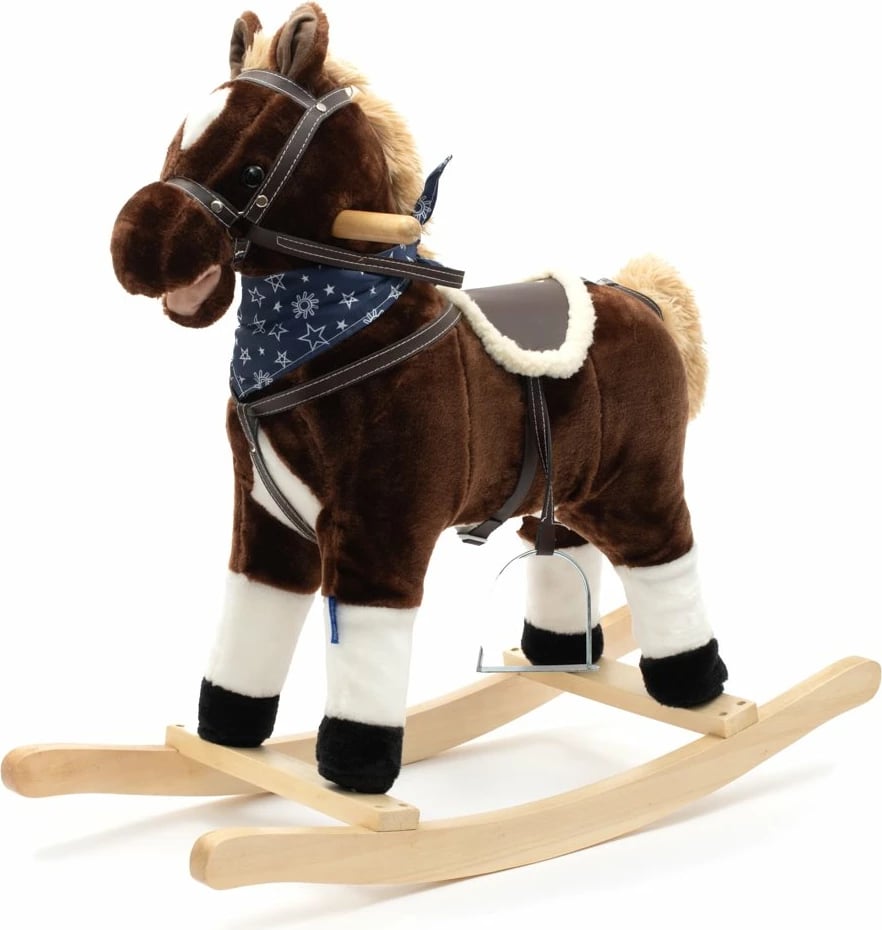 Kalë lëkundës, Baby Mix, Baron, interaktiv me melodi dhe lëvizje, shina druri, nga 18m+, kafe