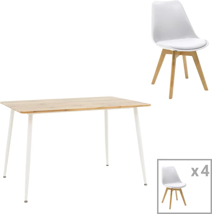 Set tavoline me karrige Gaston-Cuba, ngjyrë e bardhë-sonoma, 120x80x75cm