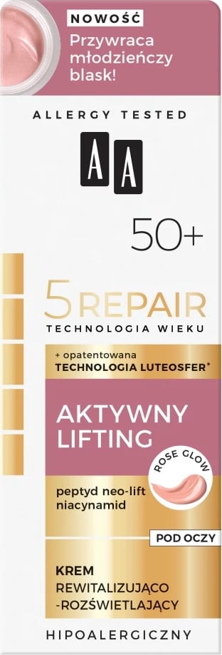 Krem për sy për femra AA Technologia Wieku 5Repair 50+ Active Lifting Eye Cream Revitalizing-Illuminating, 15ml