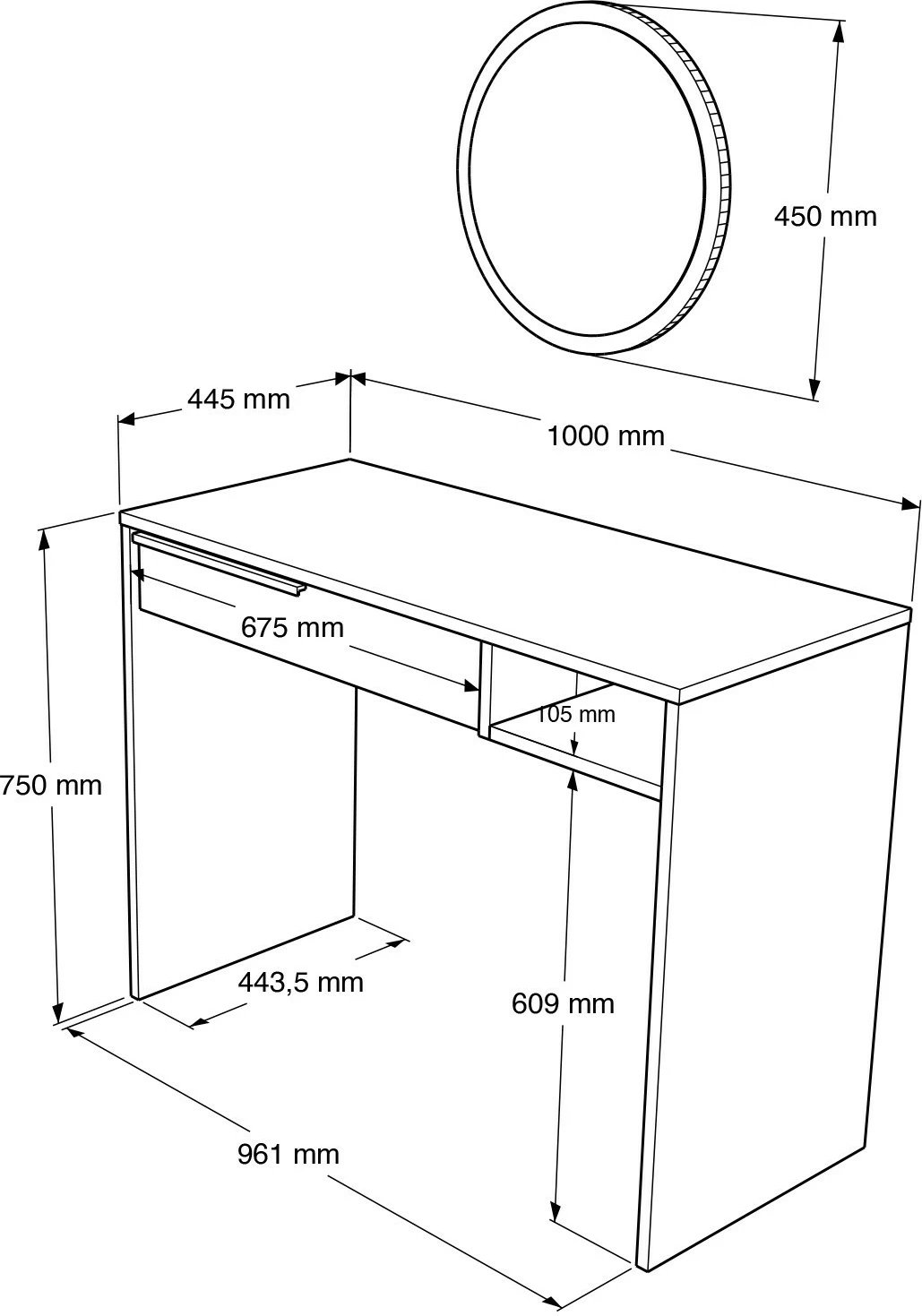 Tavolinë grimi Skye Decor, ngjyrë arre dhe lis, On18-Su