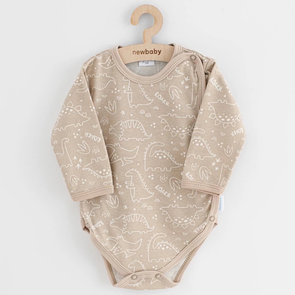 body bebe me mëngë të gjata, NEW BABY, Classic II Uni, madhësia 68 (4-6m), bejzh, set 3 copë