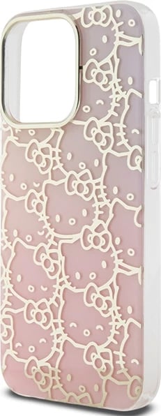 Mbështjellës Hello Kitty IML Gradient Electrop Crowded Kitty Head për iPhone 15 Pro Max, Rozë