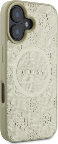 Mbështjellës Guess Saffiano Peony Classic Logo MagSafe për iPhone 16, ari