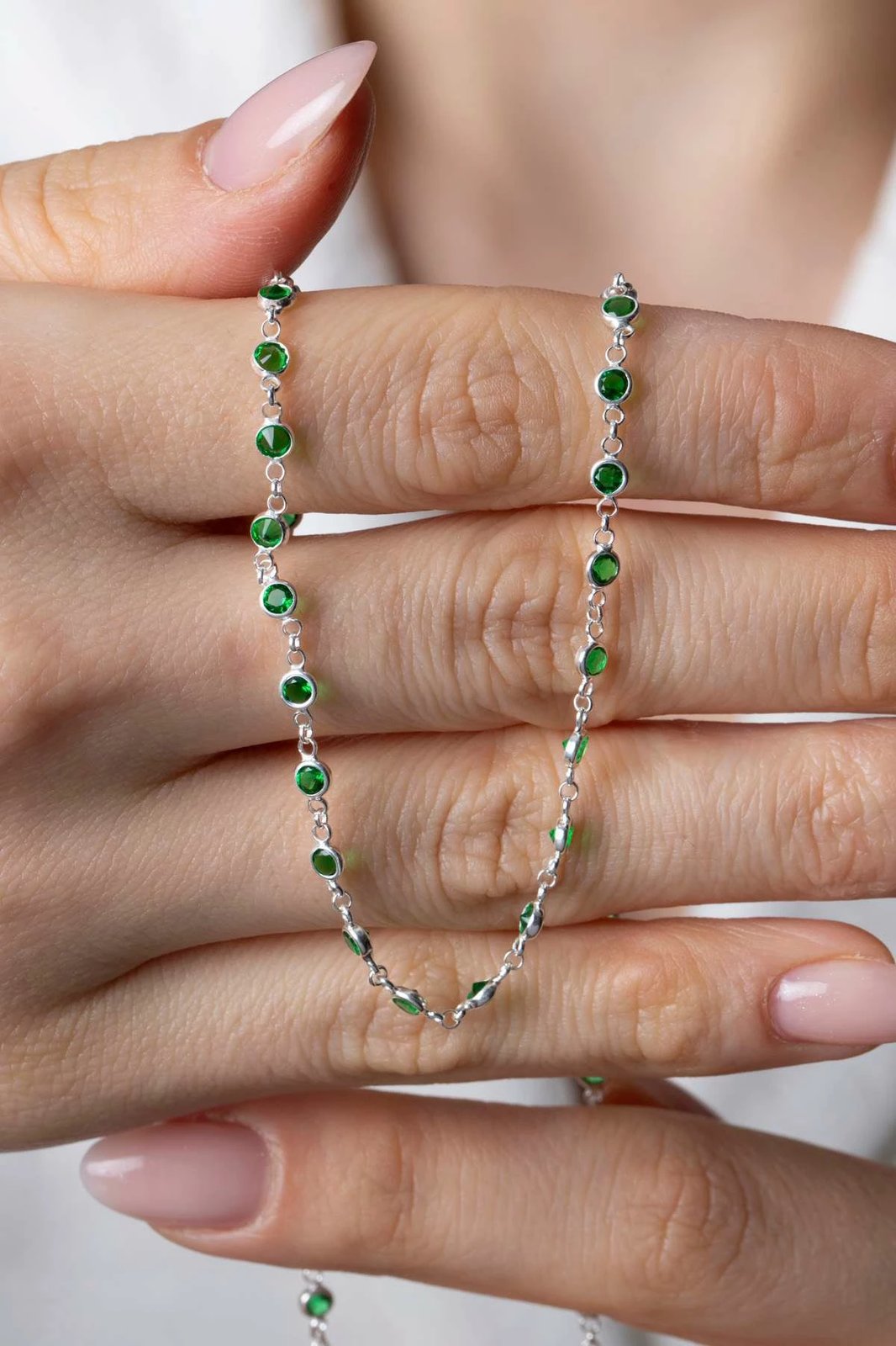 Qafore argjendi me gurë të gjelbër Jumeon, TFNY65228