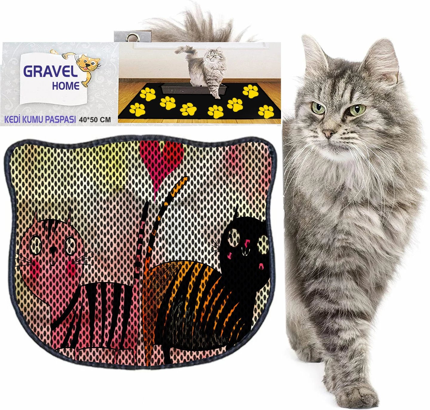 Tapet për rërë mace, shumëngjyrësh, Paws & Whiskers, Kdkafa0014, 40x50cm