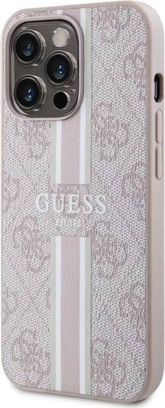 Mbështjellës Guess GUHMP13LP4RPSP për iPhone 13 Pro/13 6.1", 4G Printed Stripes MagSafe, Rozë