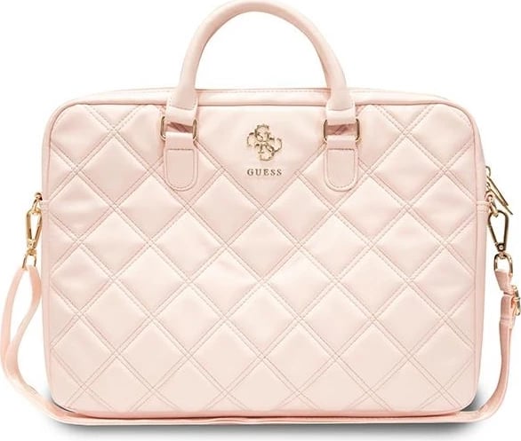 Çantë laptopi Guess Quilted 4G, 16 inç, lëkurë ekologjike, rozë