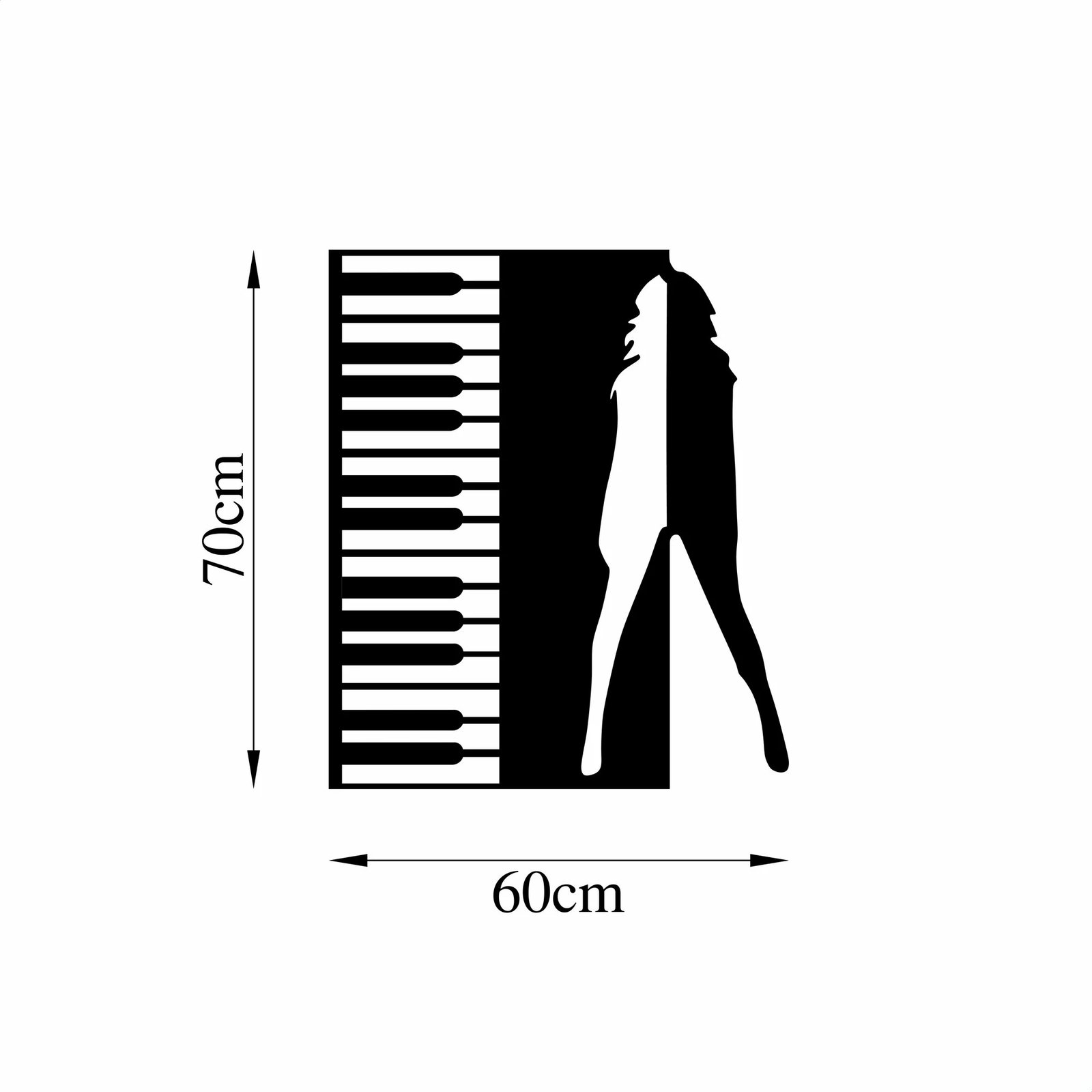 Aksesor dekorativ metalik për mur Wallity, Dance, ngjyrë e zezë, 60x70cm
