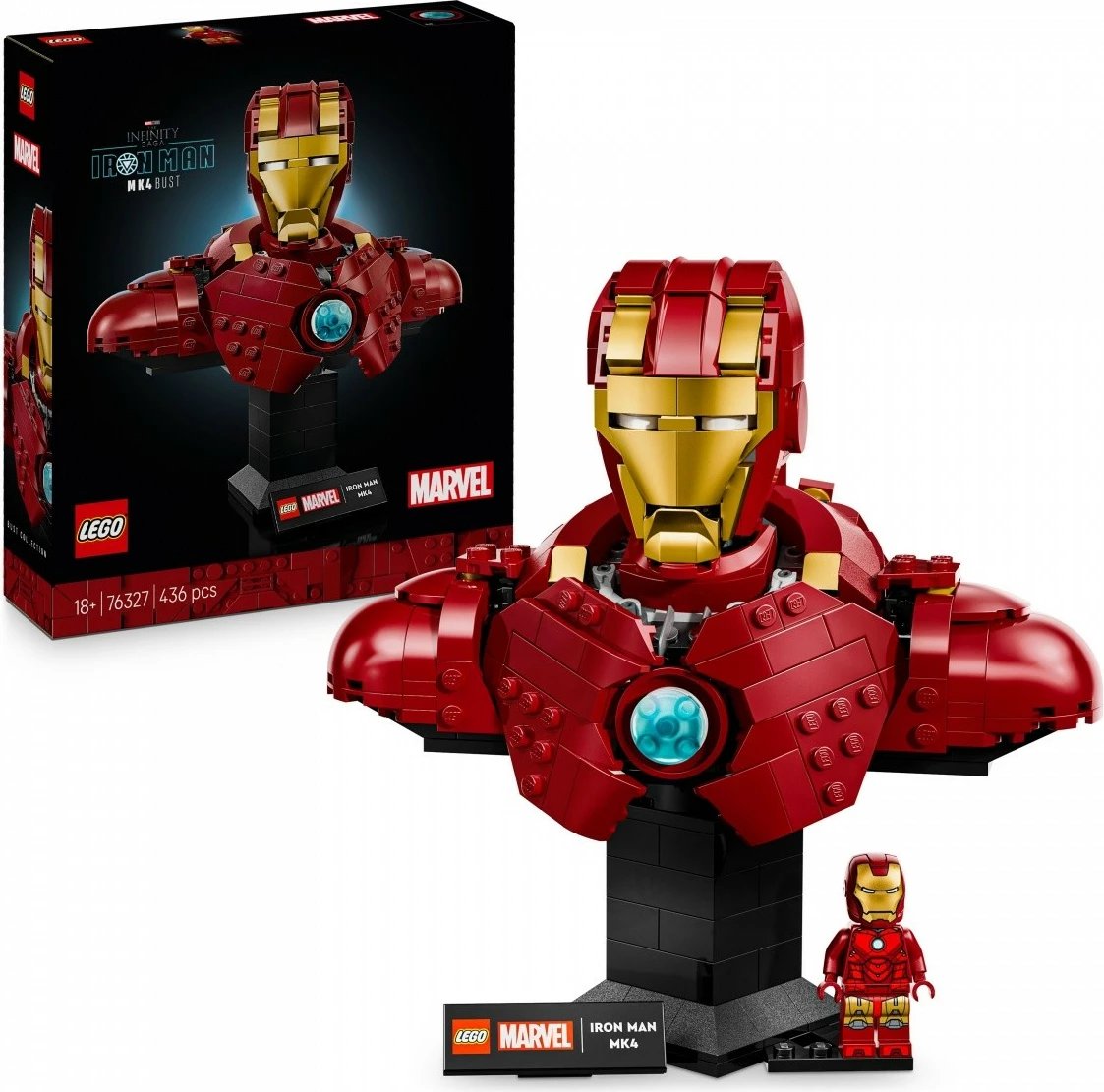 Set ndërtimi LEGO Marvel Super Heroes Iron Man Bust MK4, 436 pjesë, e kuqe/e artë