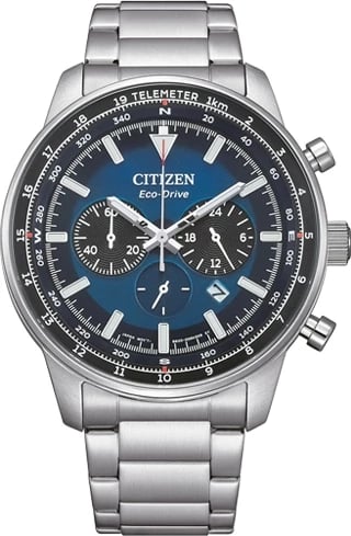Orë dore CITIZEN CHRONO AVIATION për meshkuj, argjendtë