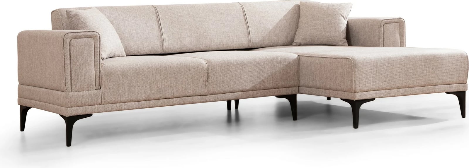 Kënd-sofë krevate Atelier del Sofa, Horizon, këndi djathtë, ngjyrë kafe e çelët