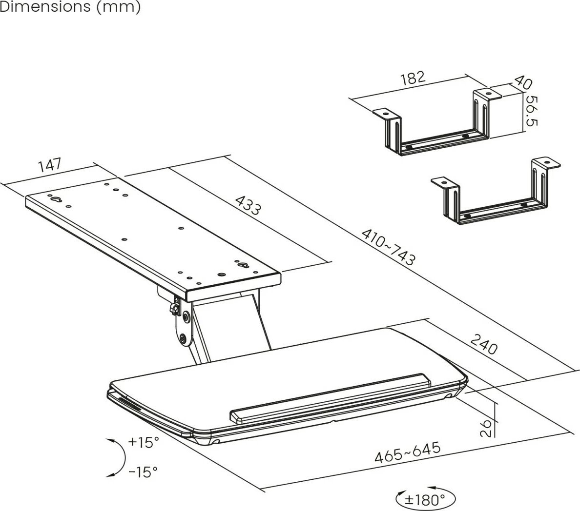 Mbajtës tastiere Maclean MC-156 W, nën tavolinë, i bardhë