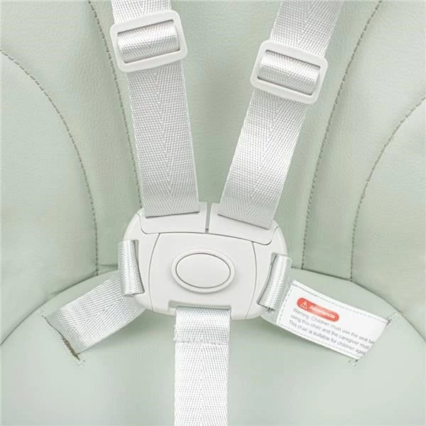 Karrige e lartë ushqimi, BABY MIX, Nora, tabaka e dyfishtë e rregullueshme, rrip sigurie 5-pikësh, deri 15 kg, jeshile e zbehtë