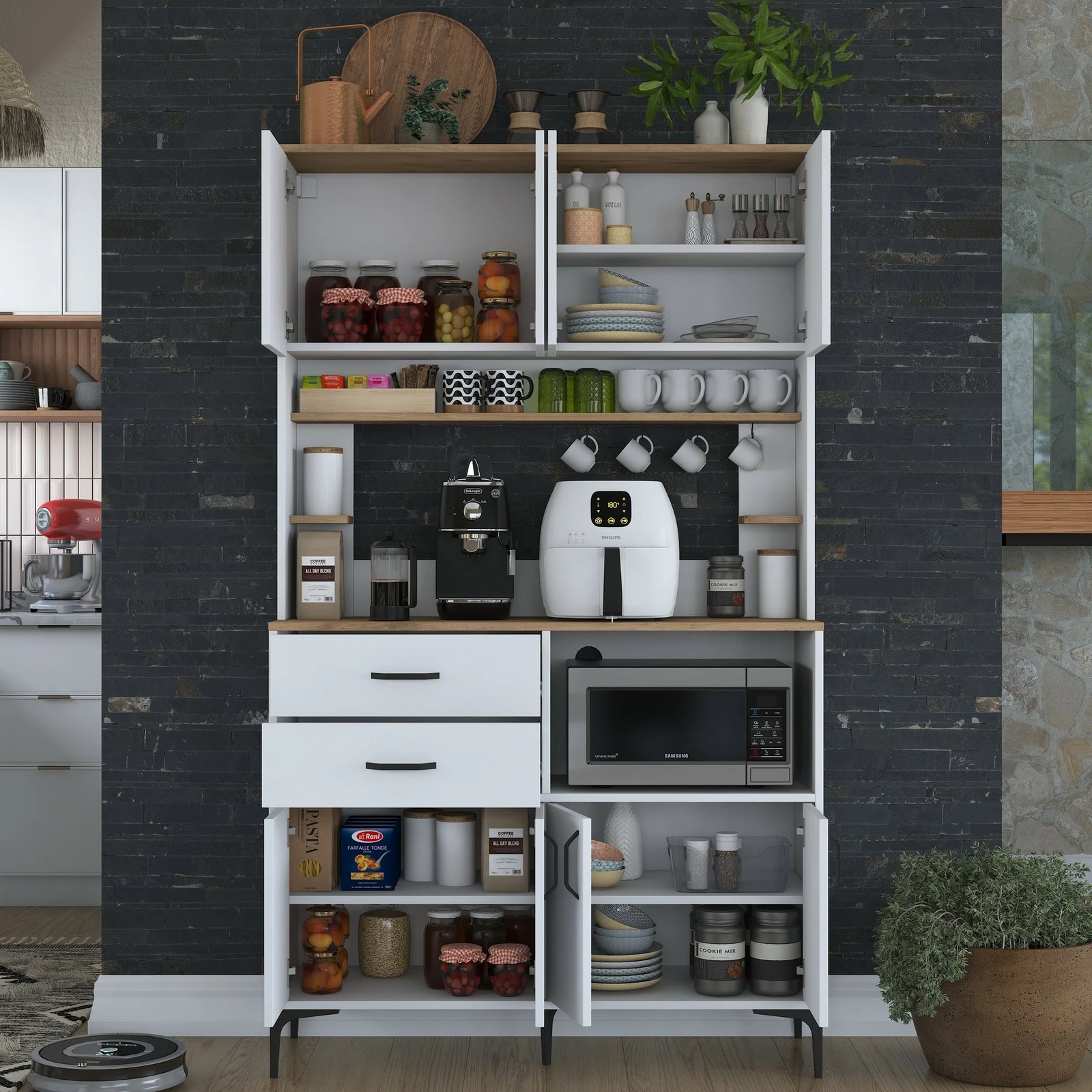 Dollap multifunksional Skye Decor, ngjyrë arrë dhe e bardhë, JE179 - 3402