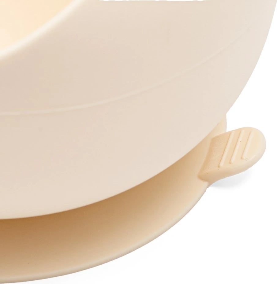 Tas silikoni me bazë thithëse, New Baby, BPA‑free, i përshtatshëm për mikrovalë/ndarje në ngrirës/enëlarëse, bezhë