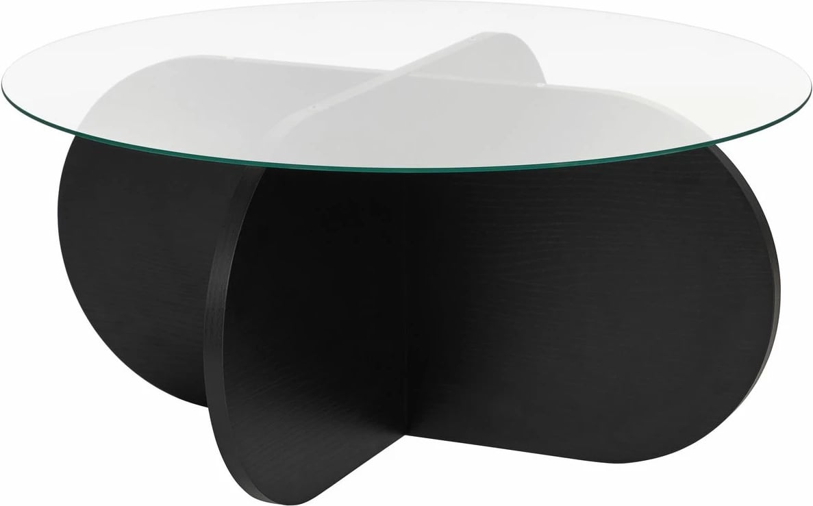 Tavolinë kafeje Nordure, Aeris, dru i zi, xham transparent