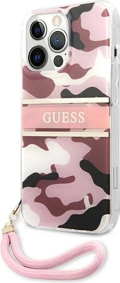 Mbështjellës Guess GUHCP13XKCABPI për iPhone 13 Pro Max 6.7", Camo Strap, Rozë