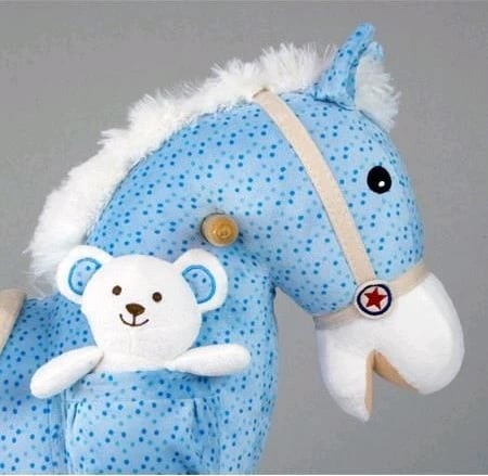 Kalë lëkundës, Milly Mally, Pony, me tinguj dhe lëvizje, 74x28x58 cm, deri 30 kg, me lodër pelush, vjollcë