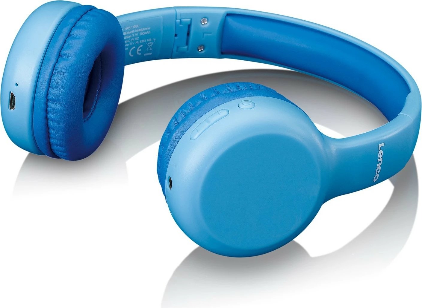 Kufje Lenco HPB-110BU, Bluetooth, palosëse, për fëmijë, kaltër