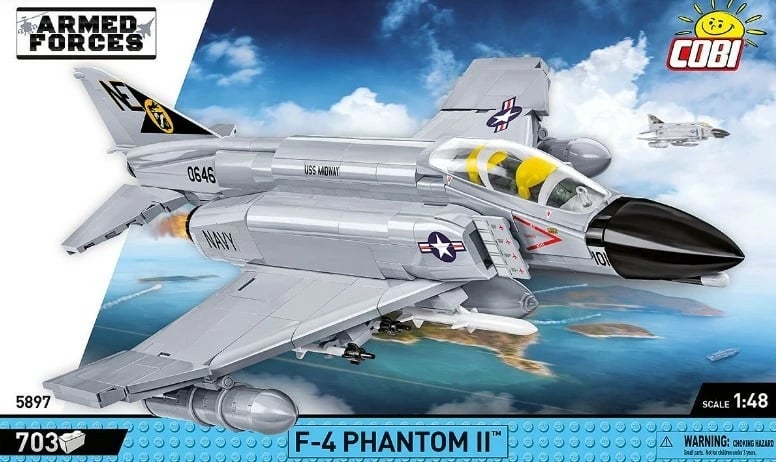 Set blloqesh Cobi Klocki Armed Force F-4 Phantom II, 703 pjesë, gri