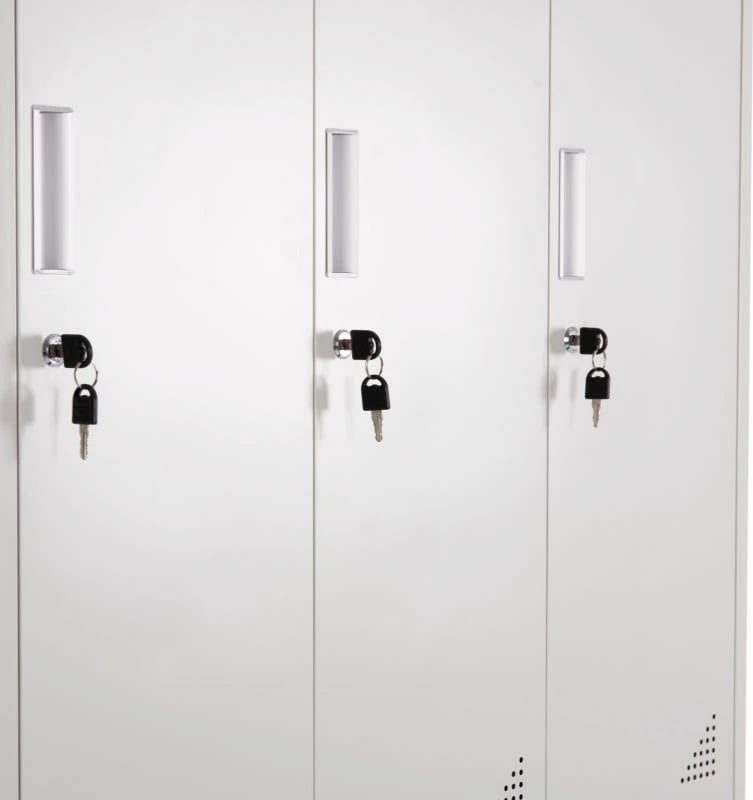 Dollap metalik BRAILA FH5546.11 6 kabinete me çelësa, ngjyrë gri e lehtë, 90x45x185H cm