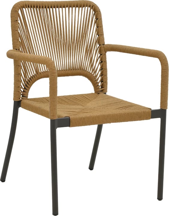 Karrige alumini Norture, e grumbullueshme, kornizë antracit, ratan natyral, 57x61x85cm