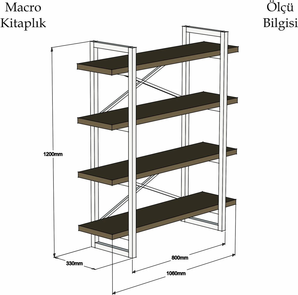 Raft librash Hanah Home, Makro, ngjyrë arre