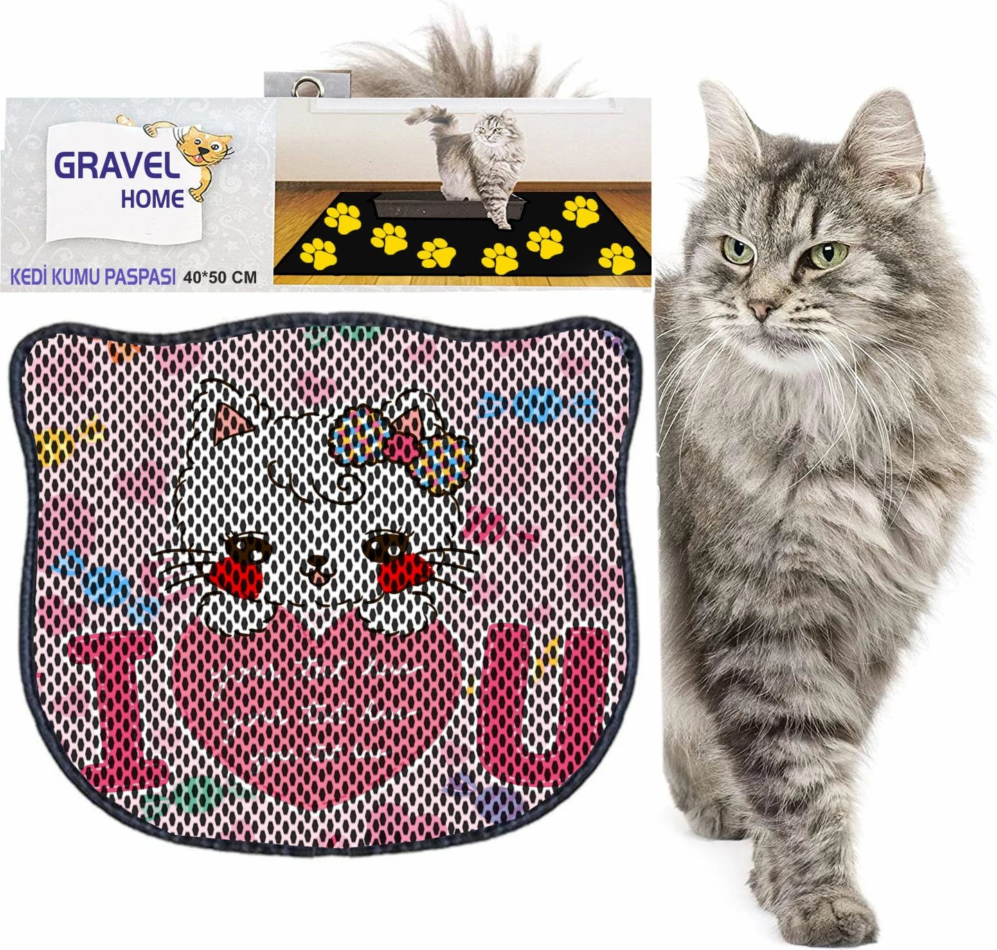 Tapet për rërë mace, shumëngjyrësh, Paws & Whiskers, Kdkafa0049, 40x50cm