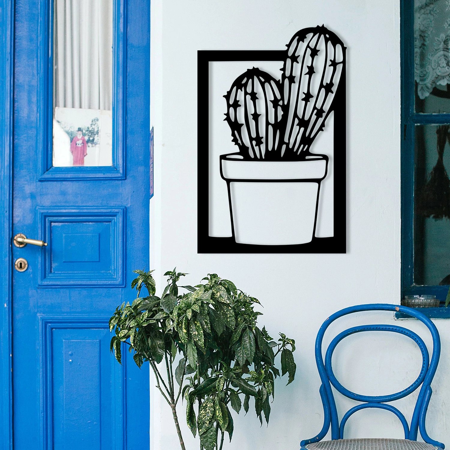 Aksesor dekorativ metalik për mur, Wallity, Kajmer, ngjyrë e zezë, 27x41cm