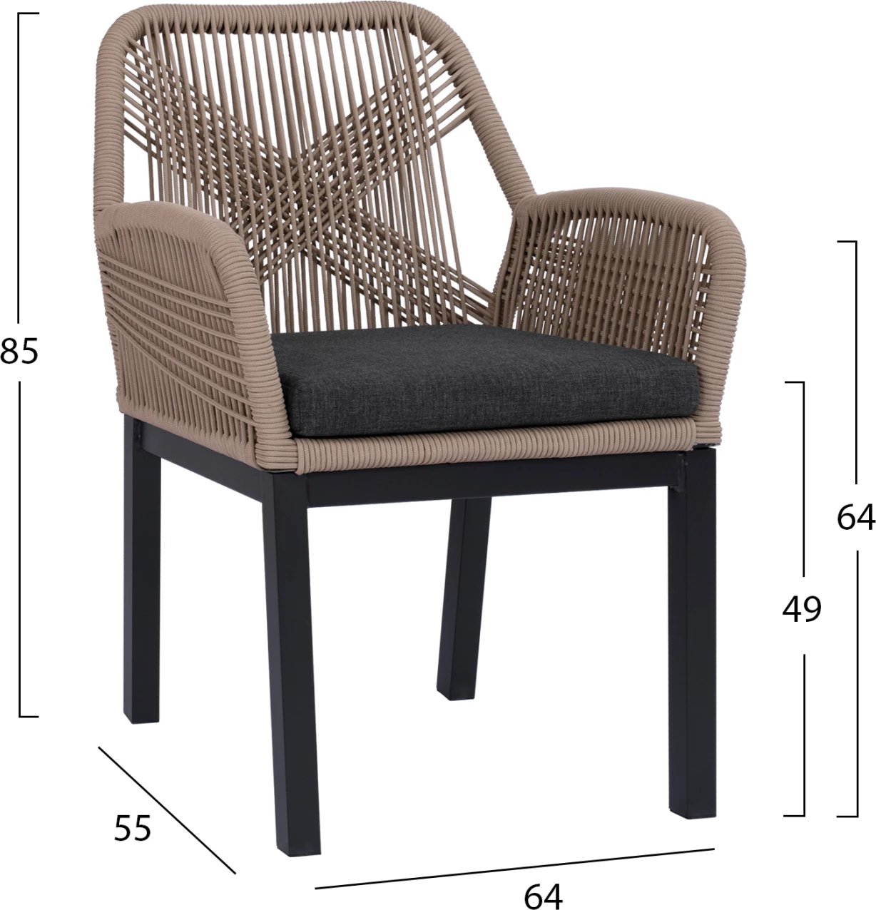 Karrige alumini HOWARD, ngjyrë antracit-bezhë, set prej 4 copash