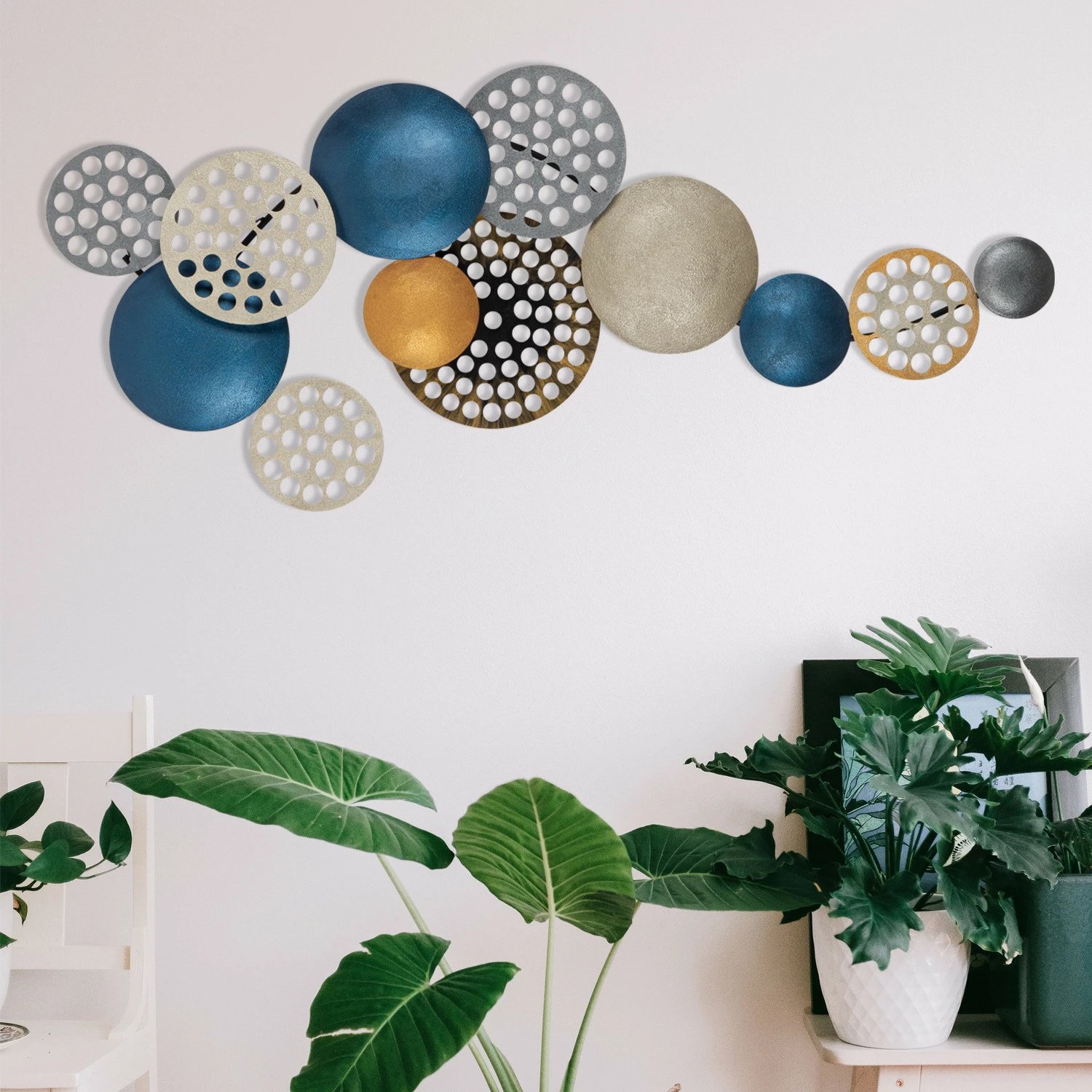 Aksesor dekorativ metalik për mur, Wallity Bronte, CH103-2, shumëngjyrësh, 90x8x42 cm